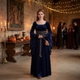 thumbnail image 2 of KLHDSF Renaissance Costume Women's Long Flare Sleeve Halloween Medieval Witch Dress Ideal for Ren Faire, Fairy Outfit, Princess Cosplay, Pirate Parties, Fantasy Events. Navy L, 2 of 6