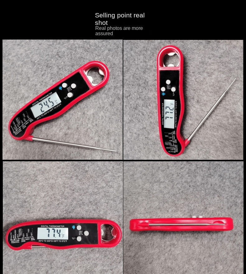 Kitchen foldable barbecue thermometer food food bottle waterproof water thermometer baking milk tea shop with backlight,50℃~300℃