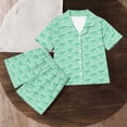 thumbnail image 6 of WAVSUF Outfits for Kids Girls Print Turn-down Collar Top and Elastic Shorts Summer Casual Home Clothes Mint Green Size 13-14, 6 of 8