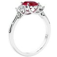 thumbnail image 3 of PEORA 14K White Gold Oval Created Ruby and Lab Grown Diamond 3 Stone Trellis Ring, 2.10 Carats total, Size 9.5, 3 of 5