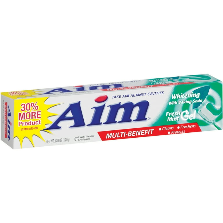 Aim Multi Benefit Fresh Mint Gel Whitening Toothpaste With Baking