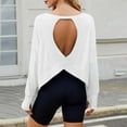thumbnail image 2 of Tnhcen Women's Fall Backless Crewneck Long Sleeve Loose Fit Sweatshirt - Plus Size Friendly Sports Tops S-2XL, 2 of 9