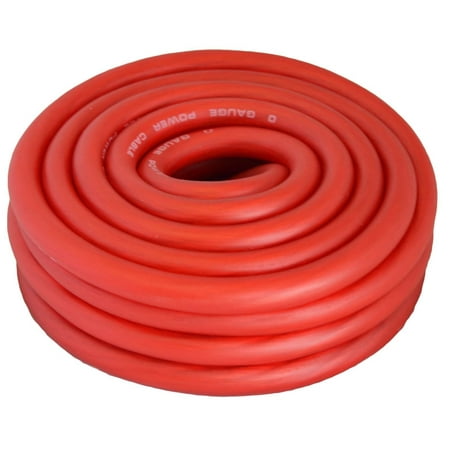 Small Gauge Wire - SoundBox 0 Gauge Red Amplifier Power / Ground Wire 1/0 Ga Amp Cable, 25 Feet