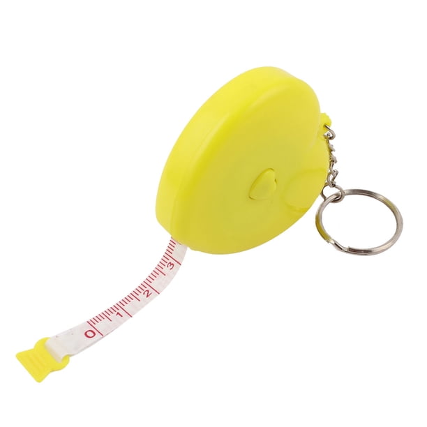 Cinta métrica retráctil de 60" 1.5M en forma de corazón amarillo con botón de presión y llavero