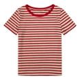 thumbnail image 4 of Womens Tops Striped Printed Crew Neck Loose Fit T-Shirts Trendy Vacation Short Sleeve Fashion Casual Blouses, 4 of 4