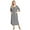 Dark Gray Stripes, variant on Women's Soft Striped Robe 3/4 Sleeve Spring & Fall Nightgown with Front Zipper, Pockets for Outdoor and Home