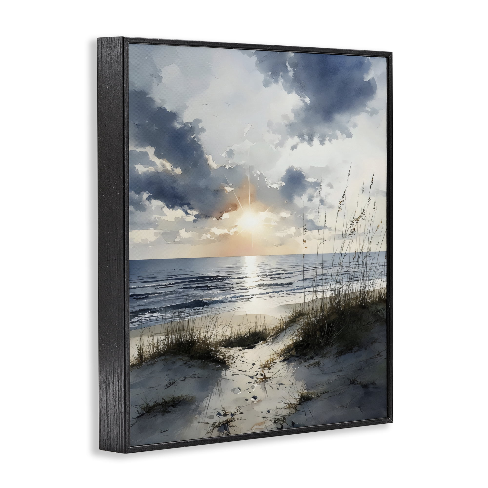 Stupell Industries Ocean Sunrise over Sandy Dunes Black Framed Giclee Art, design by Franklyn Gregory