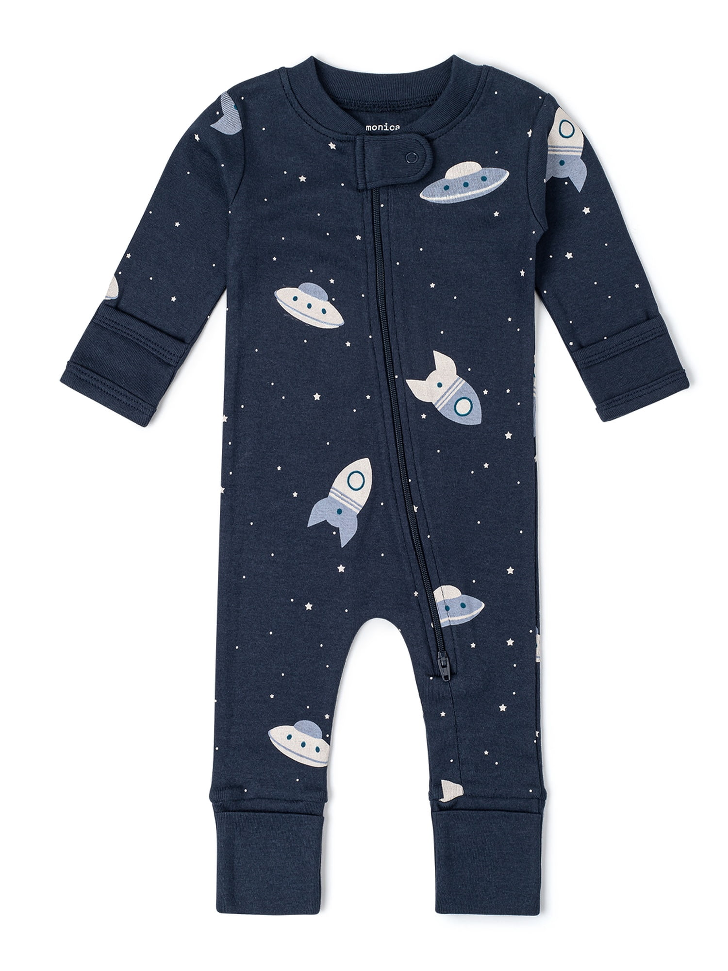 M+A by Monica + Andy Organic Cotton Gender Neutral Long Sleeve Baby One-Piece Pajama, Sizes Newborn - 24 Months