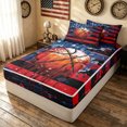 thumbnail image 3 of meiyoeat Watercolor Drip Basketball Zipper Full Size Comforter Sets with Fitted Sheet and 2 Pillowcases for Boys, American Flag Zipper Bedding Set, Black Reversible, 4-Piece, 3 of 7