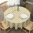 thumbnail image 3 of Yellow and White Checkerboard Pattern Round Tablecloth 60"x60",Wrinkle Wipeable Table Cloth for Kitchen Dining Room Picnic Patio Party, 3 of 6