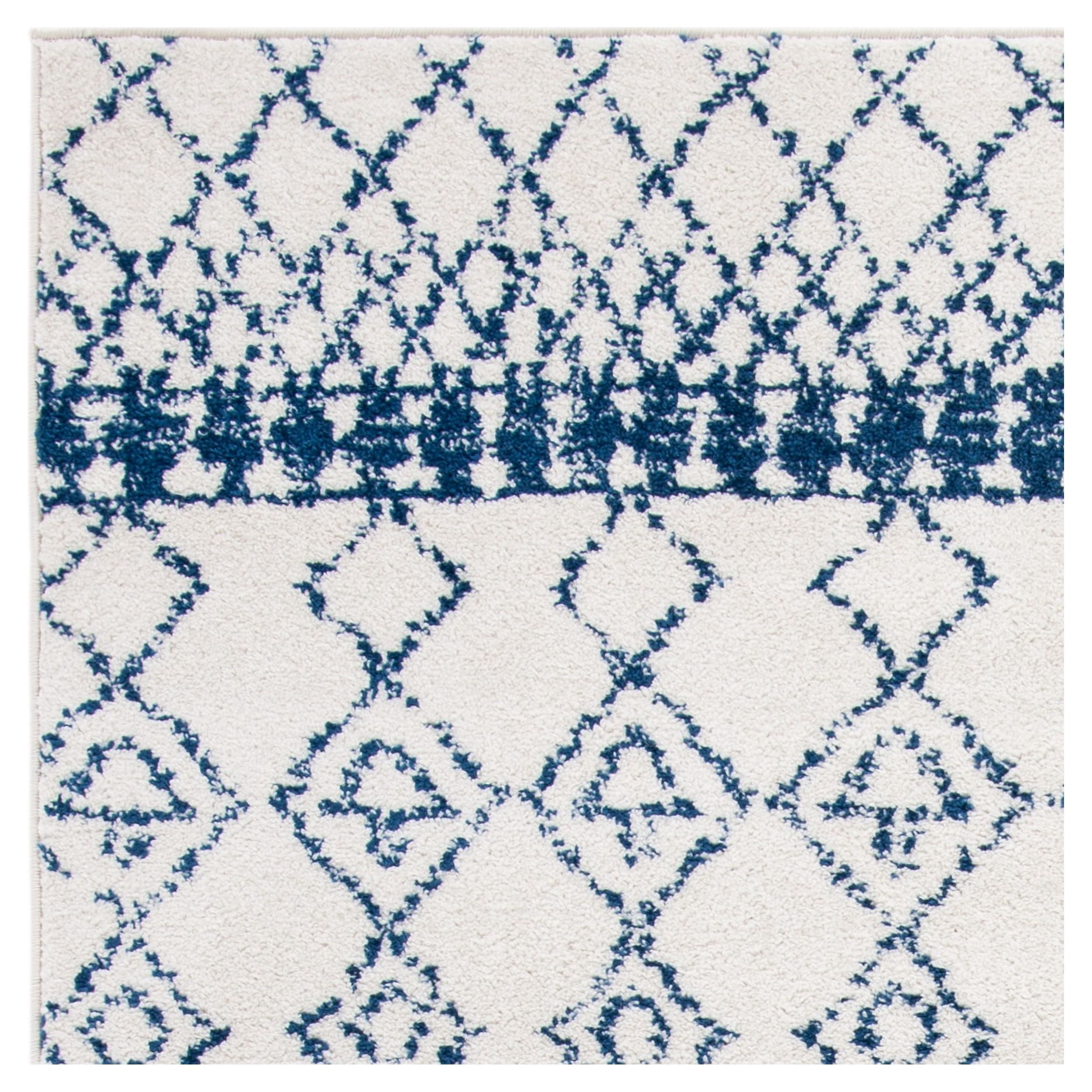 SAFAVIEH Tulum Coriander Moroccan Geometric Area Rug, Ivory/Navy, 4' x 6'