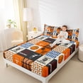 thumbnail image 3 of Erosebridal Basketball Game Boys Queen Sheet Sets, Orange Plaid Bed Set, 4 Pieces, 3 of 5
