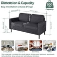 thumbnail image 3 of LAZZO 56" Linen Fabric Loveseat, 2-Seater Sofa with USB Charging Ports and Side Pockets for Living Room, Bedroom and Office, Dark Gray, 3 of 10
