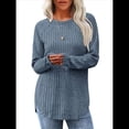 thumbnail image 2 of Camisas de Larga para Mujer, Blusas Tipo Túnica para Mujer, Suéteres Básicos Holgados y Elegantes con Cuello Redondo para Mujer. Azul S, 2 of 7