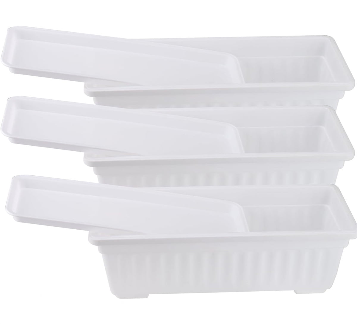 White Windowsill Planter,Bexikou 3 Packs 17 Inch Rectangular Window Flower Box Planter,Plastic Vegetable Planters with Trays for Windowsill, Patio, Garden, Balcony, Porch