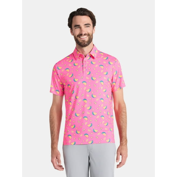 Birdie Bound Men's and Big Men's Taco Print Polo Golf Shirt, Sizes S-3XL