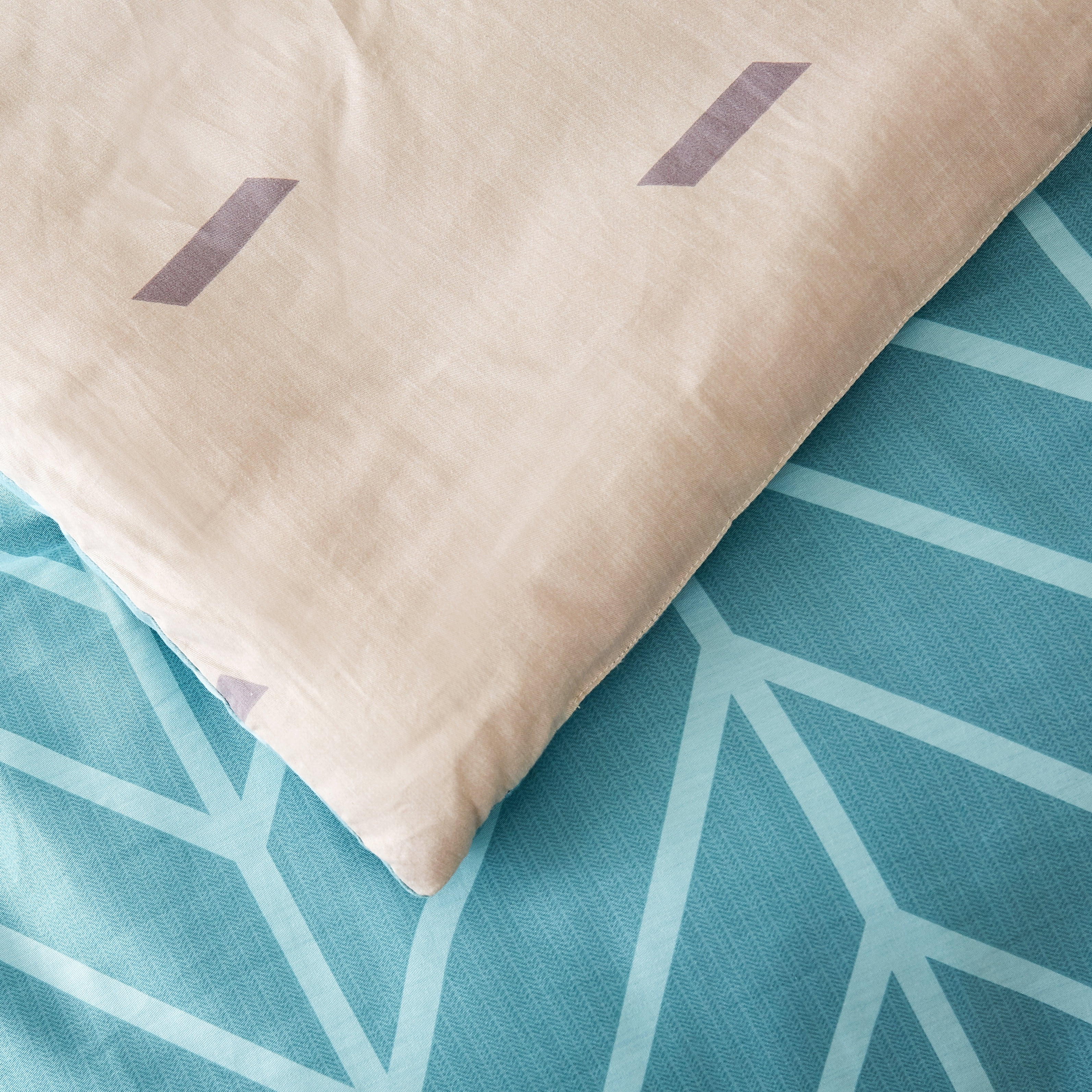Peach Leaf Super Soft 100% Cotton 3-Piece Comforter Set with Shams, King, Teal Chevron