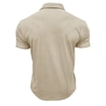 thumbnail image 3 of Mens Camisas de Manga Corta Color Sólido Botón de Solapa Bolsillo Turndown Collar Blusa para Negocios Informales, 3 of 4