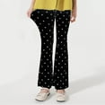 thumbnail image 3 of dazeni Girl's Cotton Stretchy Leggings Polka Dot Print High Waisted Flare Pants Yoga Bootcut Pants Solid Color Full Length Athletic Activewear Youth Bell Bottoms, 3 of 4