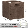 thumbnail image 6 of Wicker Storage Baskets for Organizing, 3 Pack Rustic Foldable Square Basket for Shelves, Handwoven Cubby Organizer Bins for Home Decor, Small Cube Storage Bin for Closet Organization (Brown 11 inch), 6 of 11