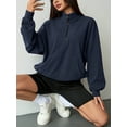thumbnail image 5 of Fancyglim Sweatshirts for Women Oversized Fleece Tops Fall Half Zip Turtleneck Long Sleeve Pullover Navy Blue M, 5 of 7