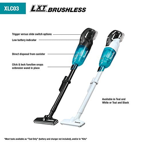 Makita-XLC03ZBX4 18V LXT Lithium-Ion Brushless Cordless Vacuum, Trigger w/ Lock, Tool Only