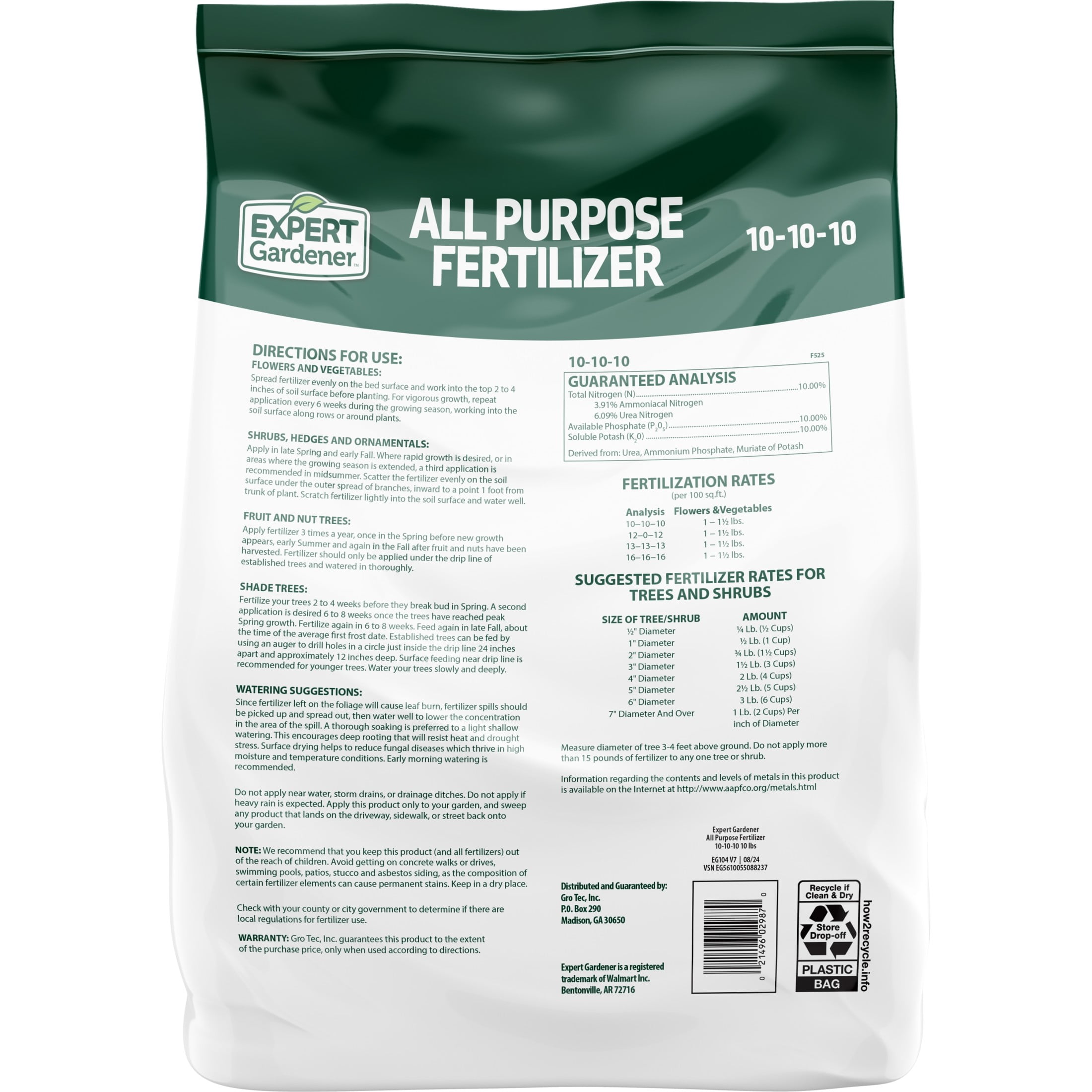 Expert Gardener All Purpose Plant Fertilizer, 10-10-10 Fertilizer, 10 lb.