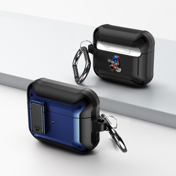 Duo Shield Secure Lock Designed For AirPods 3rd Gen With Hook, Blue/Black