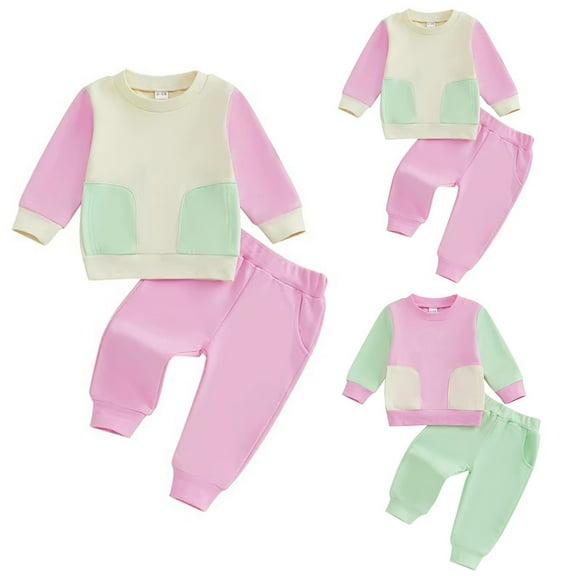 Baby Girl Clothes 9-12 Months Toddler Baby Girl Clothes 3 6 9 12 18 24 Months Fall Outfits Solid Long Sleeve Sweatshirt Tops   Pants Set