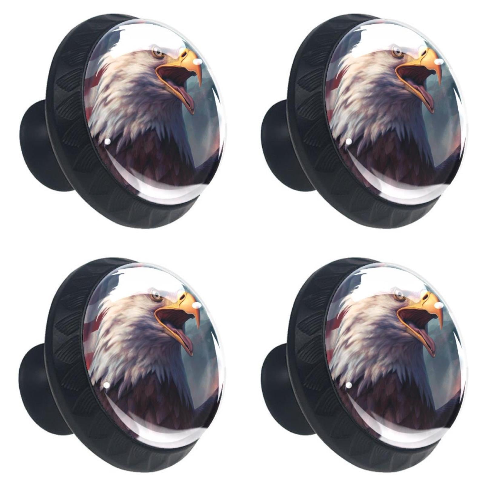 4 Pcs Eagle and American Flag Knobs for Kitchen Cabinet Cupboard Dresser Bookcase Drawer Pulls Handles Round Home Decor