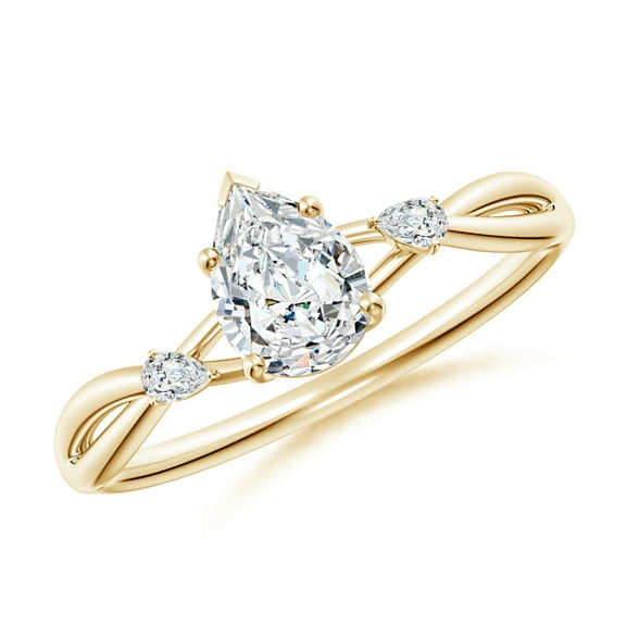 ANGARA Lab Grown Diamond Engagement Ring for Women in 14K Yellow Gold (Size-7x5mm| Color-F-G| Clarity-VS) | April Birthstone, Anniversary, Jewelry Gift for Women | Lab-Grown Diamond Ring