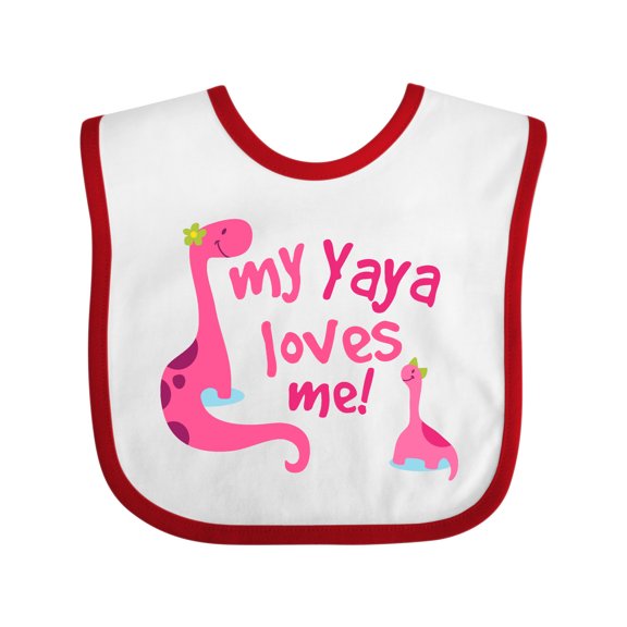 Inktastic My Yaya Loves Me Granddaughter Dinosaur Girls Baby Bib