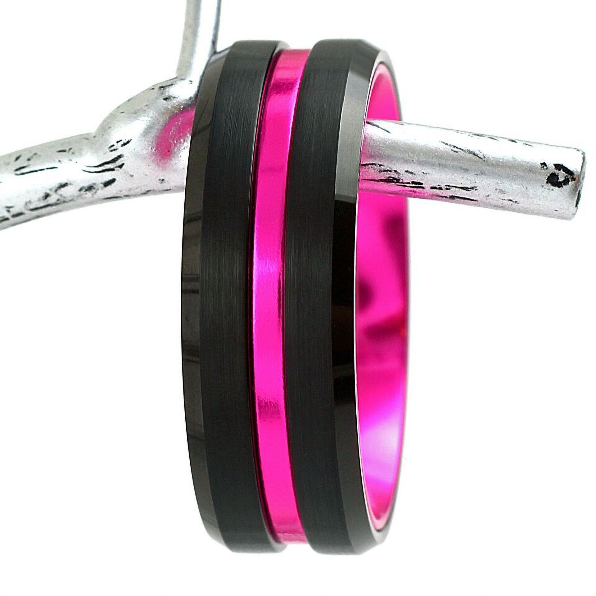 Tungsten Carbide Rings for Men Wedding Bands for Him 8mm Black Pink ...