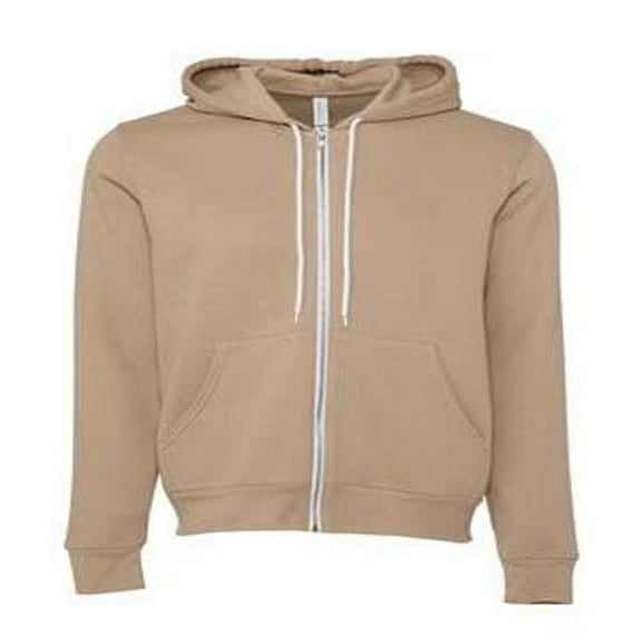 Bella Canvas 3739 Unisex Sponge Fleece Full-Zip Hoodie-TAN-XS