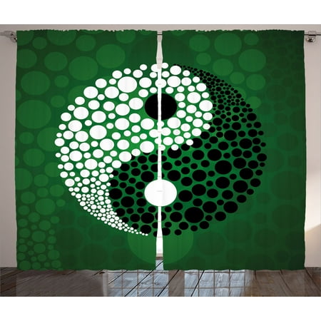 Ying Yang Decor Curtains 2 Panels Set Digital Yin Yang Form