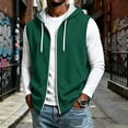 thumbnail image 3 of EANJE Men's Hooded Sleeveless Zip Vest Casual Drawstring Regular Fit Hood Knit Multi Color Layering Tops With Pockets Green 2XL, 3 of 6