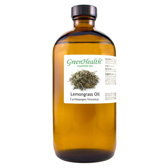 Lemongrass Essential Oil - 16 fl oz (473 ml) Glass Bottle w/ Cap - 100% Pure Essential Oil by GreenHealth