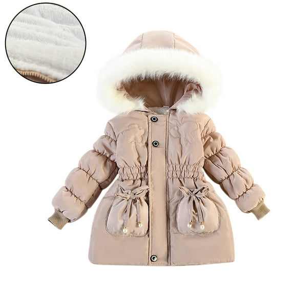 Toddler Girls Winter Coat Puffer Jacket Zip up Long Sleeve Windproof Down Jacket Warm Hooded Outdoor Coats Fall Jacket for Girls 12-18 Months