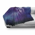 thumbnail image 3 of Fantasy Soft Flannel Fleece Throw Blanket, Psychedelic Northern Starry Sky of a Wolf Aurora Borealis Display, Cozy Plush for Indoor and Outdoor Use, 70" x 90", Blue Purple, by Ambesonne, 3 of 6