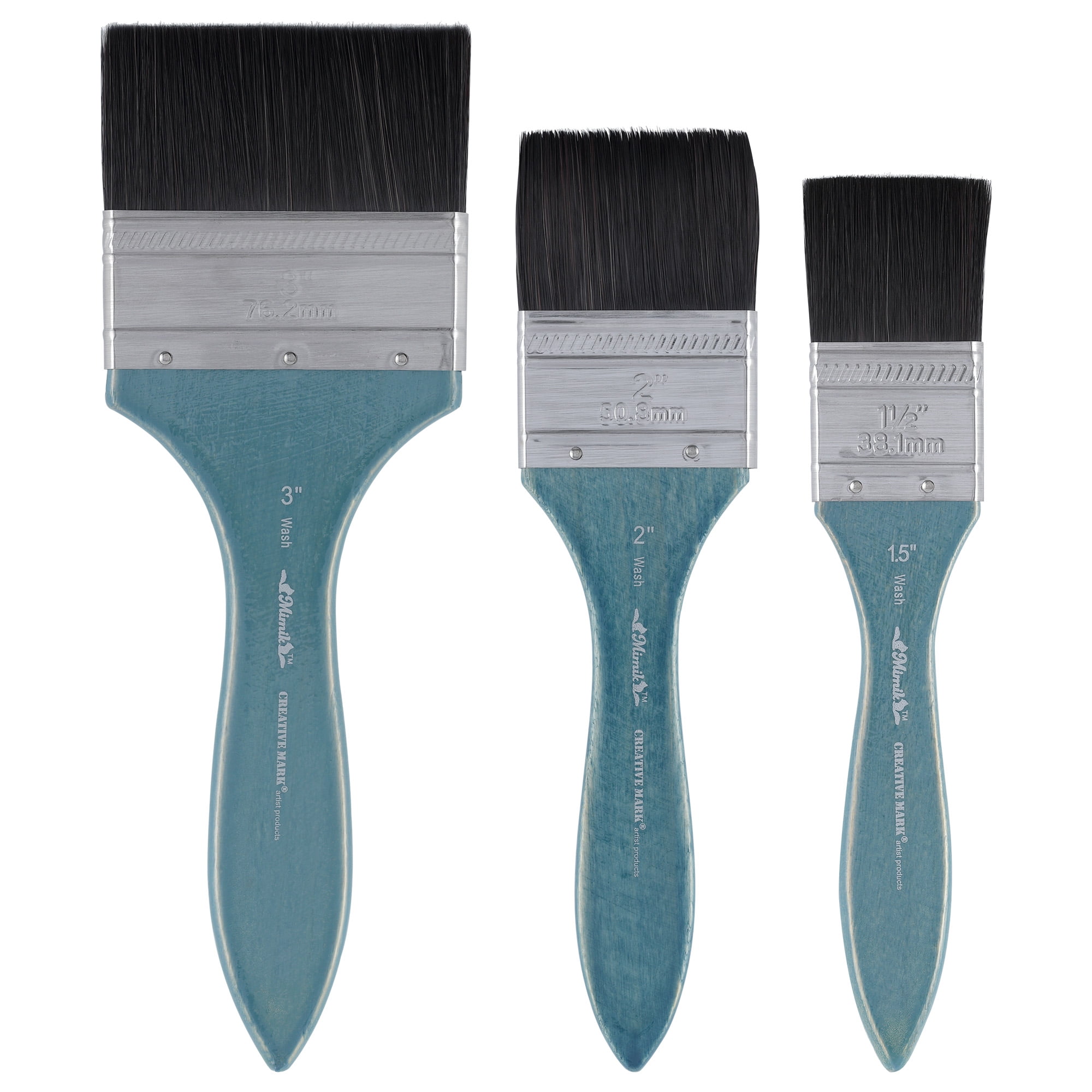 Mimik Professional Watercolor Brushes - Mottler Set of 3  - Synthetic Squirrel Hair - Natural Bristle Artist Brushes for Watercolors, Gouache & Acrylics - Imitates Natural Squirrel and Sable Hair