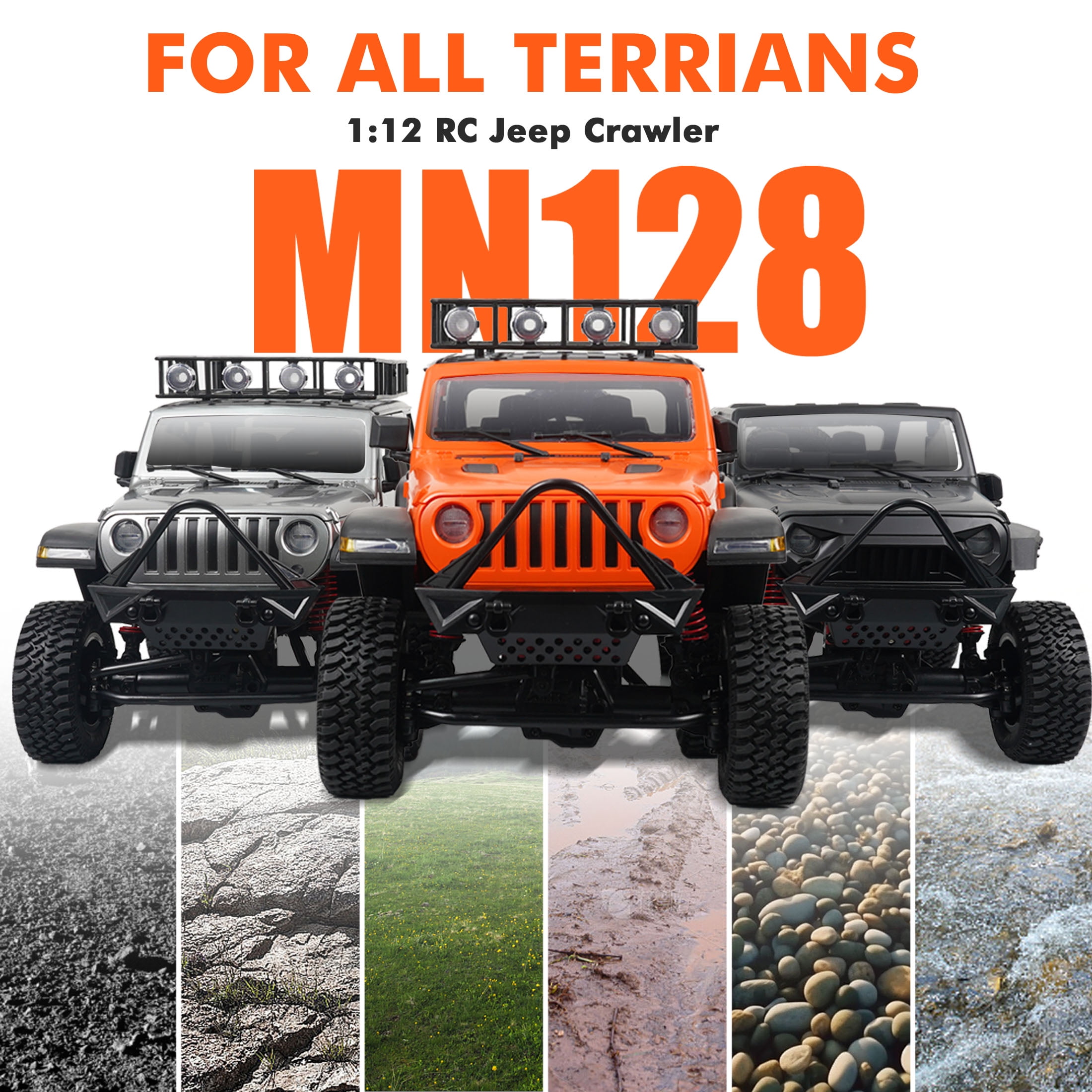 MN128 1/12 RC Car 4WD Crawler 2.4G Remote Control LED Light 4X4 Off Road Climbing Car RC Crawler Gift for Adults Black