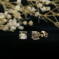 thumbnail image 3 of Rosec Jewels Cushion Cut Morganite Solitaire Stud Earrings for Women - 6 mm - AAA Quality, 10K Yellow Gold, 3 of 7