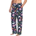 thumbnail image 2 of Uemuo Floral Rabbit Pattern Men's Wide Leg Palazzo Lounge Pants with Pockets Light Weight Loose Comfy Casual Pajama Pants-XX-Large, 2 of 9