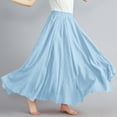 thumbnail image 4 of JGTDBPO Flowy Maxi Skirt for women linen Summer Pleated Casual Beach Long Skirts High Waiste Elastic Ruffle Swing A-line Skirts Big Hem Ankle Length Skirt, 4 of 6