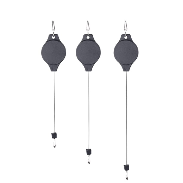 Sungmor Poleas para Plantas, 3 piezas negras. Colgadores ajustables retráctiles para interiores y exteriores. Ganchos telescópicos de techo para colgar macetas, cestas de flores y comederos de aves.