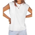 thumbnail image 3 of Summer Solid Color Women Cap Sleeve Casual Tank Tops Shirt, 3 of 6