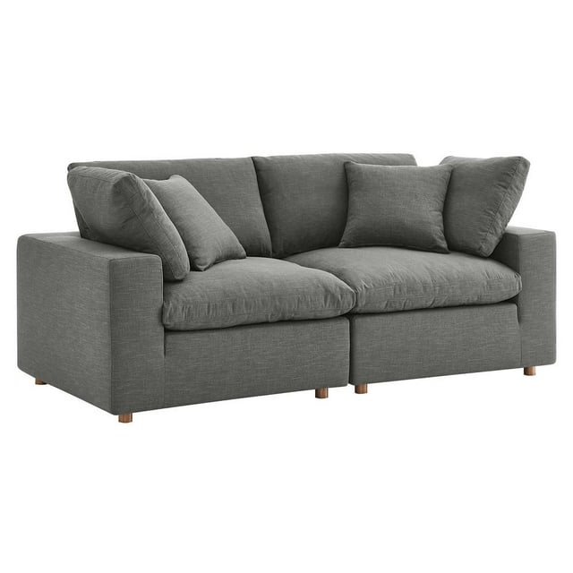 Modway Commix Ensemble de Canapé Sectionnel 2 Pcs Surrempli Garni de Duvet, Gris