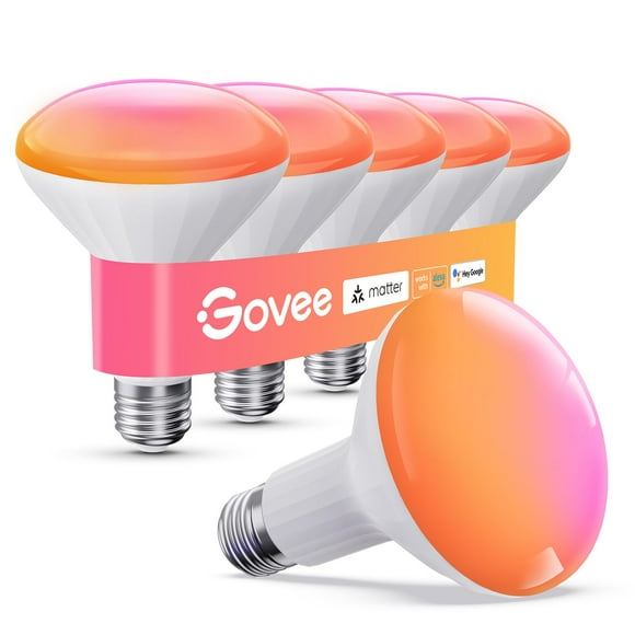 Govee BR30 Smart Light Bulbs, Works with Matter, Alexa and Google Assistant, LED Light Bulb, WiFi RGBWW Color Changing Flood Light Bulbs, Recessed Can Light Bulb, 2.4Ghz