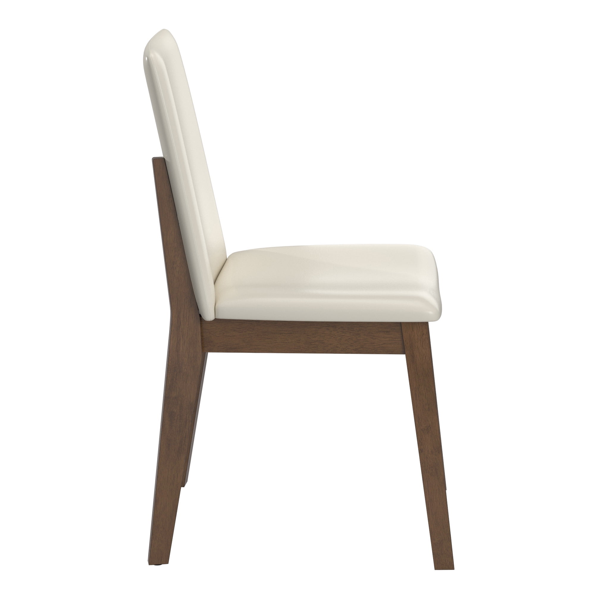 Weston Home Alta Wood Finish White Vegan Leather Dining Chair, Set of 2, Walnut