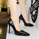 thumbnail image 5 of Tacones altos estilo banquete para mujer con tacones finos para mujer, boca poco profunda, punta puntiaguda, estampado de piedras, tacones sencillos sexys para discoteca, 5 of 5